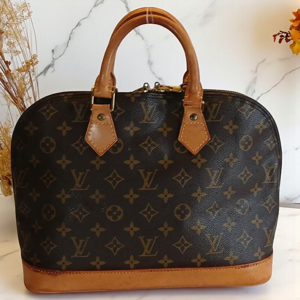 3PC Authentic Louis Vuitton Alma PM Vintage Monogram Canvas Bag & Chain/Dust Bag